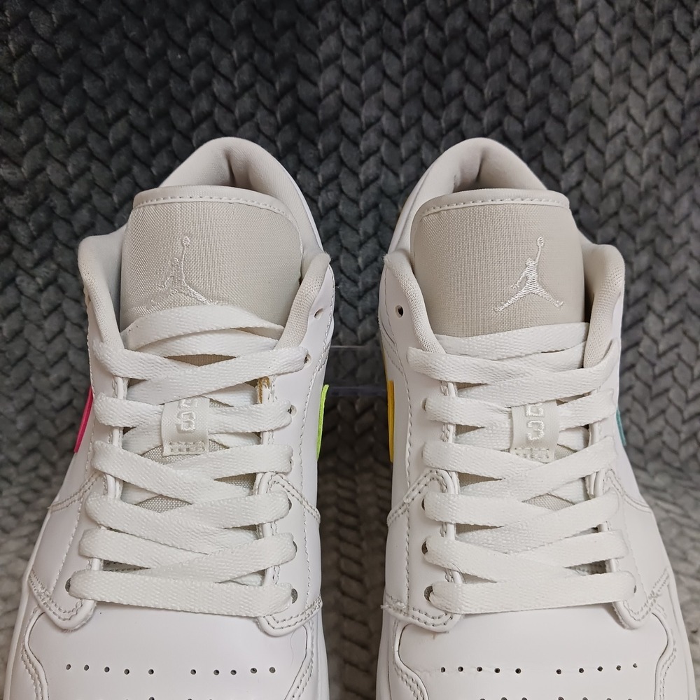 Air Jordan 1 Low White Multi Color Swoosh Men's Sneakers Shoes Size 8 - Picture 7 of 14